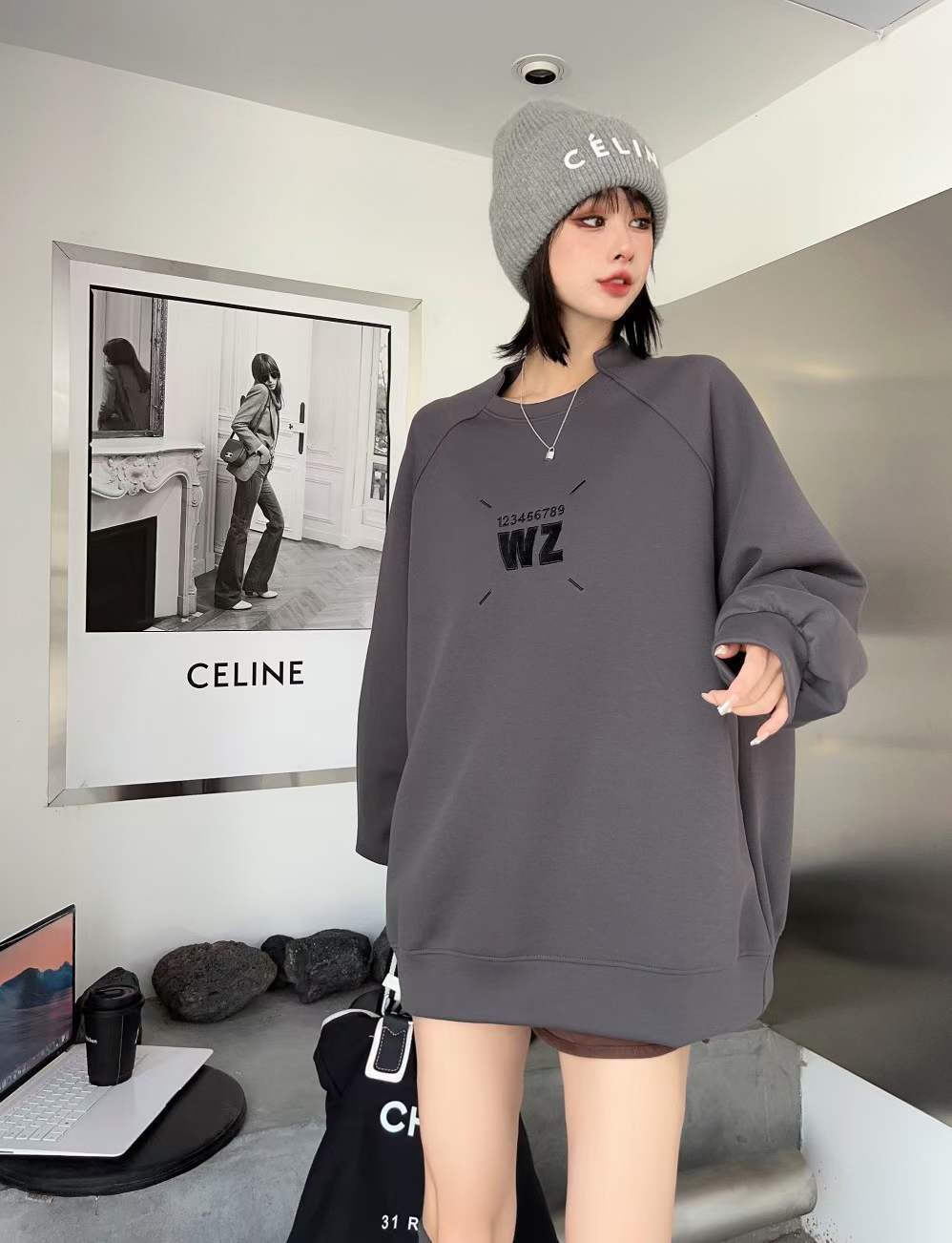大人の定番刺ロゴ厚手ラグランスウェット全6色<S-4419>