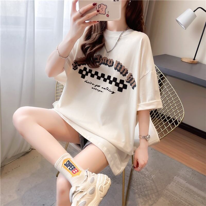 ゆったり感アップ 切り替え オシャレ度満点 プリント Tシャツ カットソー＜S-3478＞