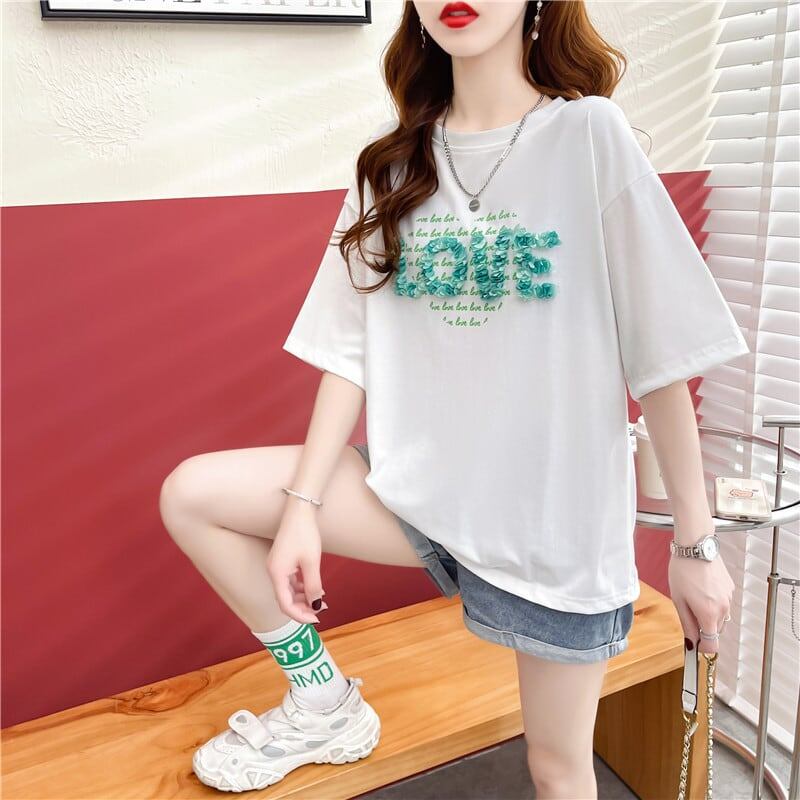 デザイン感 プリント チャーミング Tシャツ カットソートップス＜S-3151＞