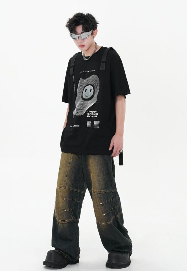 話題沸騰中 特別デザイン スタイルアップ効果抜群 ゆったり 男女兼用 半袖Tシャツ＜S-9060＞