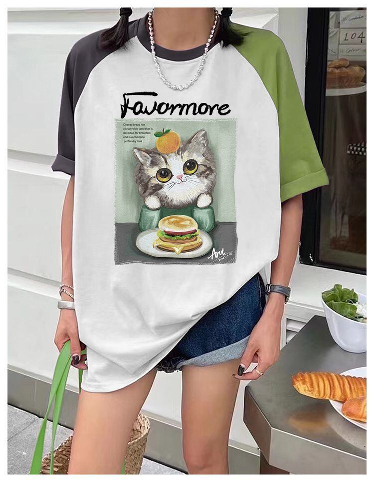 話題沸騰中 プリント切り替え 新作 全2色 半袖Tシャツ カットソー ＜S-8682＞