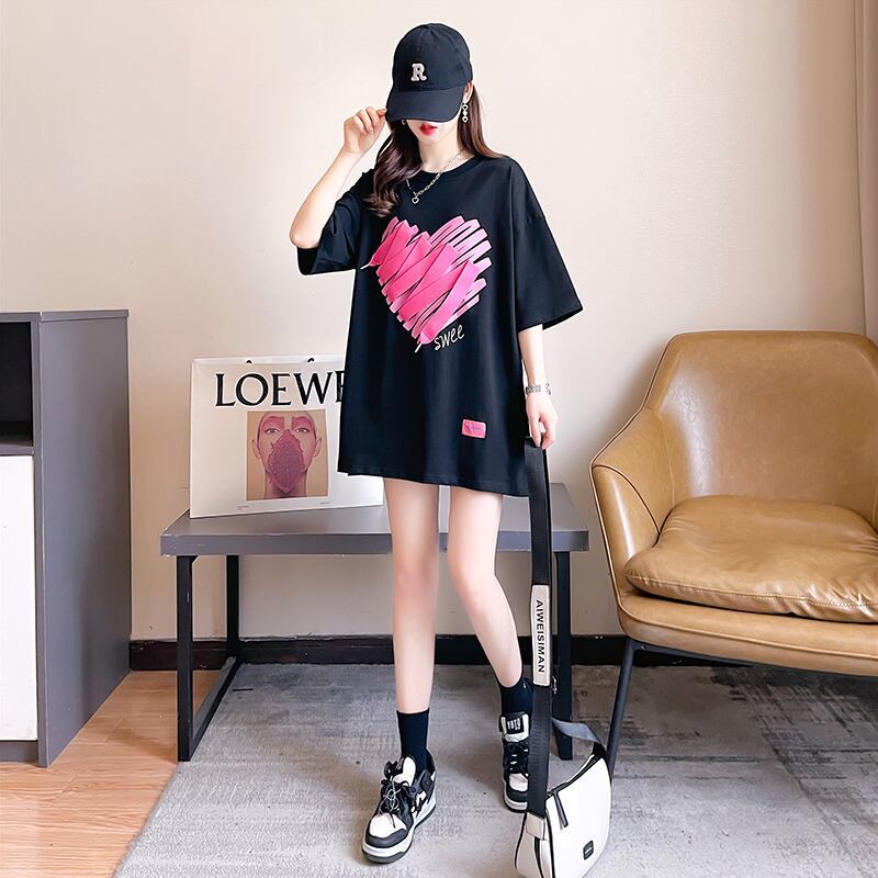 柔らかくて優しい印象 ゆったり ファッション感満々 ロング丈 3色半袖Tシャツ＜S-9206＞