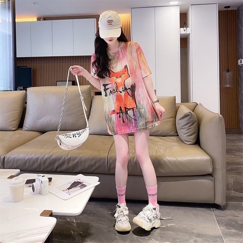 大活躍 絞り染め 特別デザイン プリント 2色選択 半袖Tシャツ＜S-8574＞