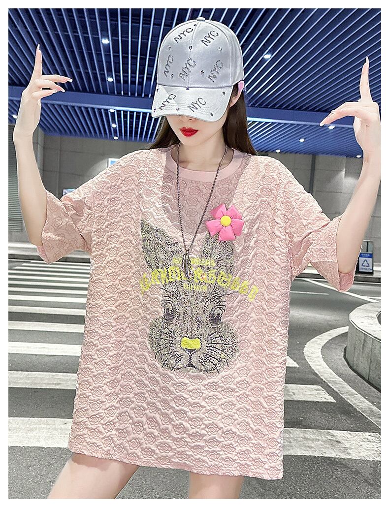 話題沸騰中 キュート カジュアル ホットダイヤモンド 半袖Tシャツ＜S-8626＞