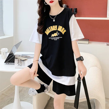 美人度アップ 切り替え チャーミング Tシャツ＋ショートパンツ セットアップ＜S-3615＞