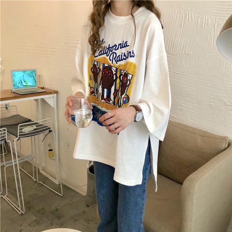 合わせやすい 切り替え 美人度アップ プリント Tシャツ カットソー＜S-3447＞