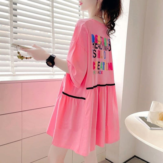 着心地抜群 切り替え 女性力を高める プリント Tシャツ カットソー＜S-3655＞