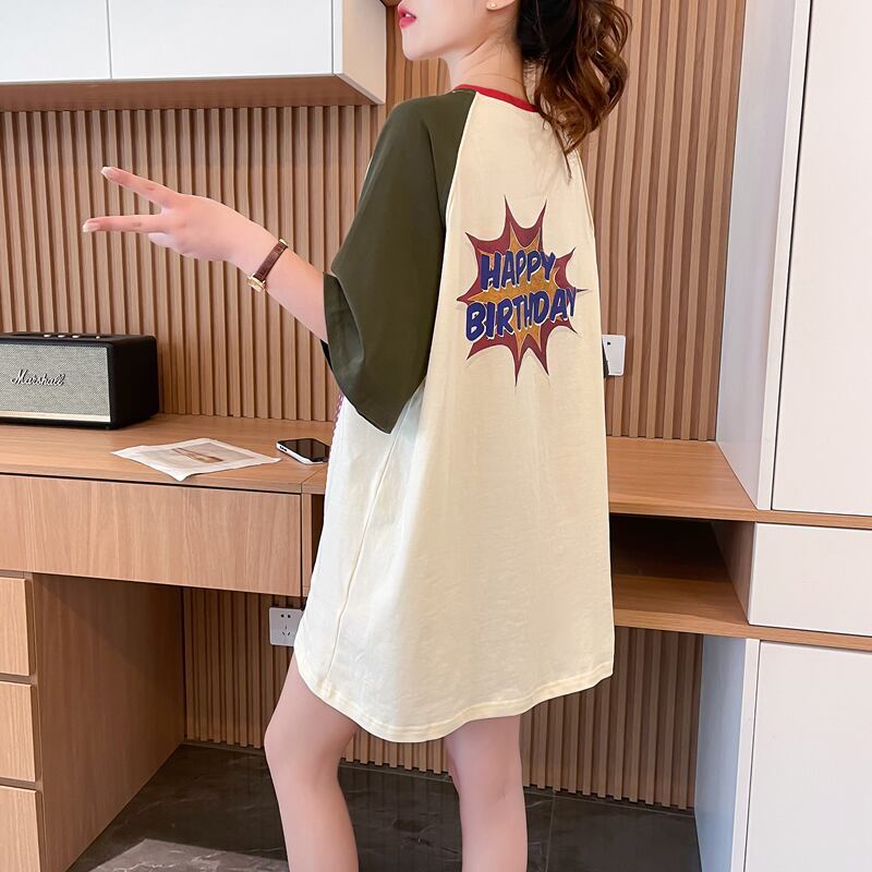 絶対欲しい プリント 個性派 切り替え 全2色 半袖 Tシャツ ＜S-8545＞