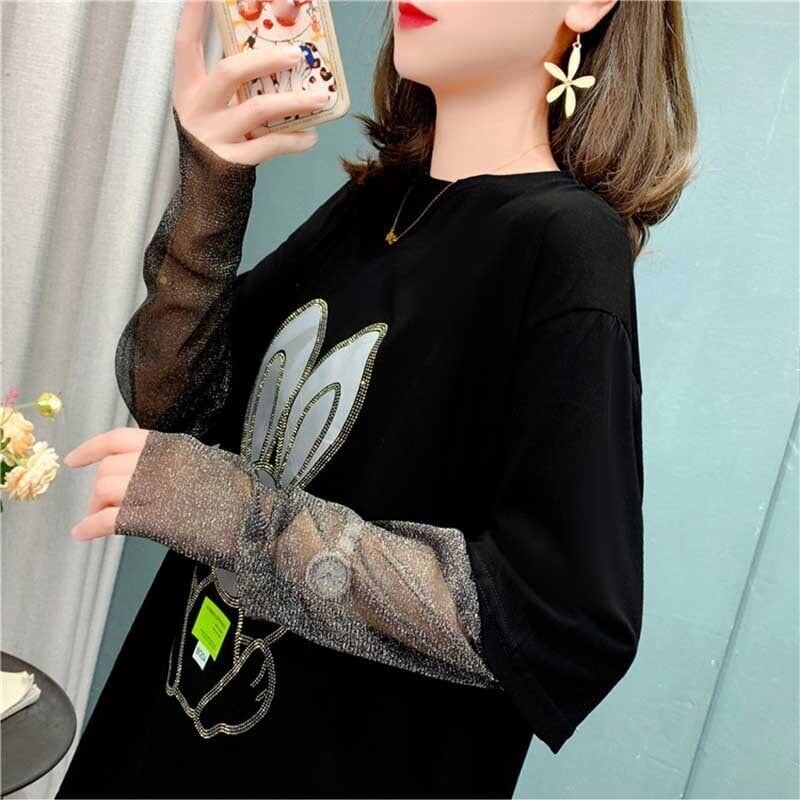 個性的なデザイン カートゥーンプリント 女性力を高める Tシャツ カットソー＜S-2995＞