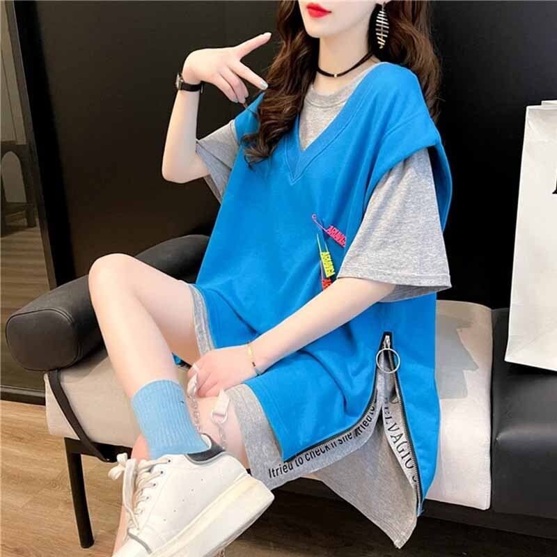 特別デザイン トップス おしゃれ Tシャツ+ベスト 二点セット＜S-2966＞