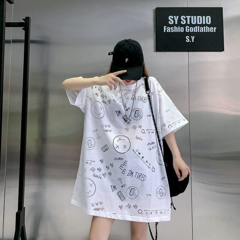 売り切れ必至 ゆったり ファッション感満々 ロング丈 3色半袖Tシャツ＜S-9086＞