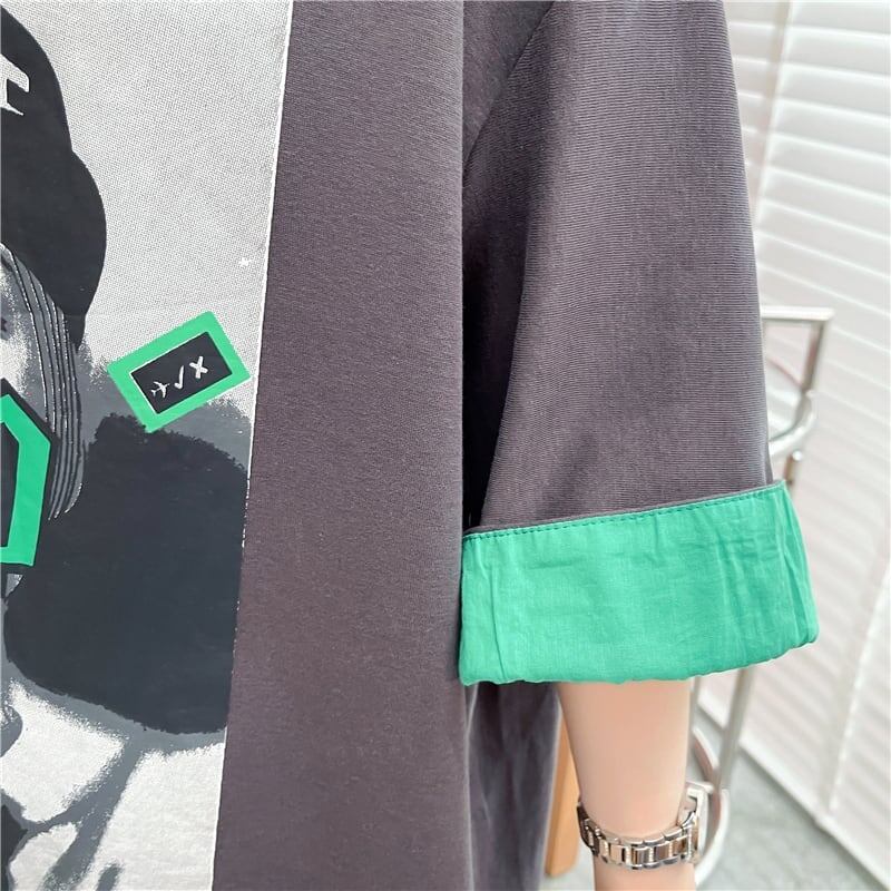 ルーズ プリント オシャレ感たっぷり Tシャツ カットソー ワンピース＜S-3545＞