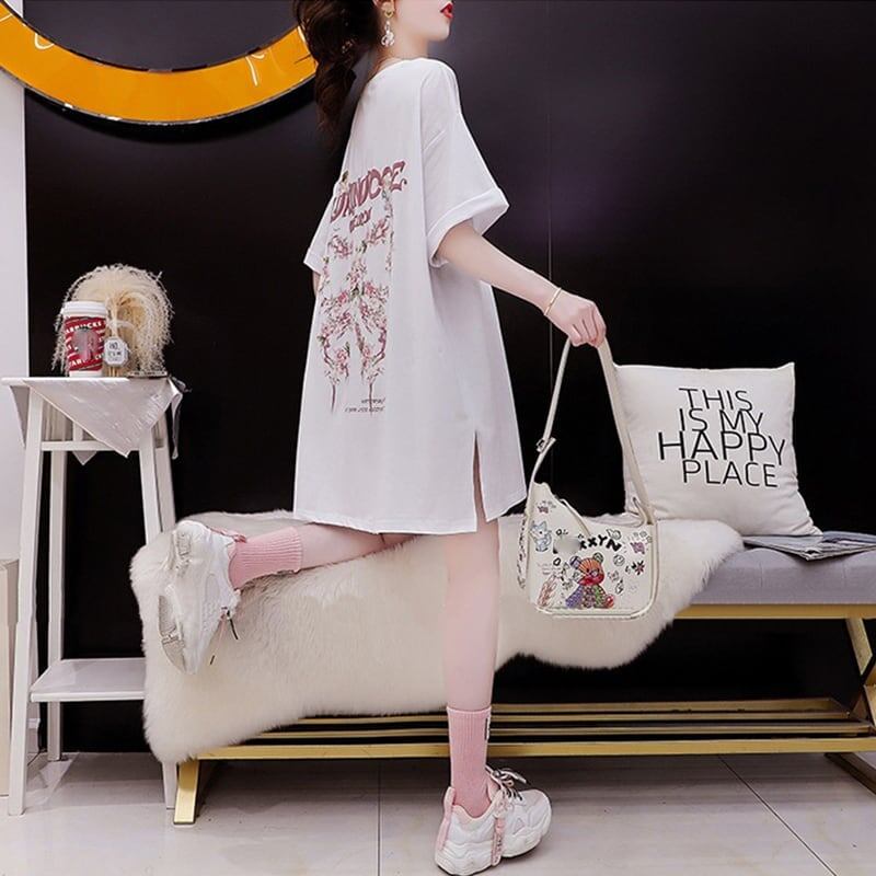スタイリッシュ 切り替え 一目惚れ プリント Tシャツ カットソー＜S-3654＞