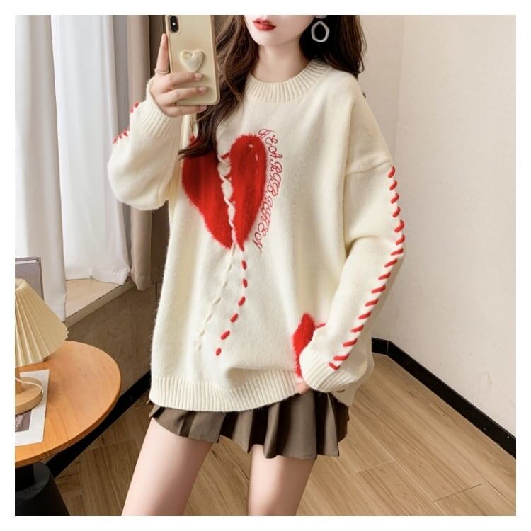 超人気  厚手 ゆったりニットセーター<S-6057>