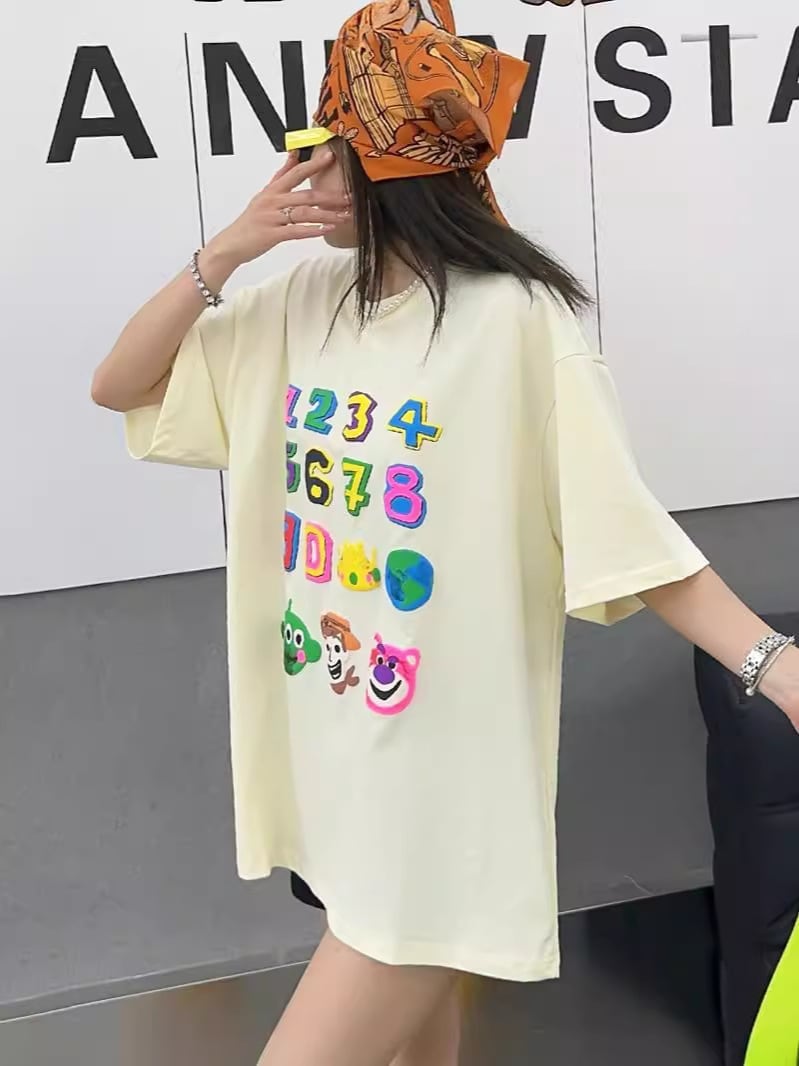 売り切れ必至 プリント三色 個性派 ゆったり 半袖Tシャツ ＜S-8462＞