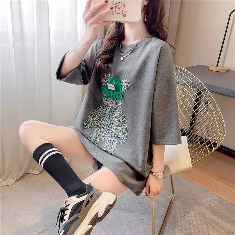 好感度満載 ラウンドネック スタイリッシュ プリント Tシャツ カットソー＜S-2795＞