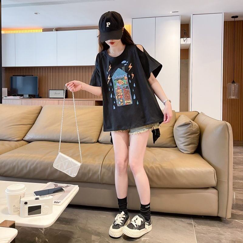 売れ筋 早い者勝ち 絶対流行 カジュアル 2色選択 Tシャツ<S-11444>