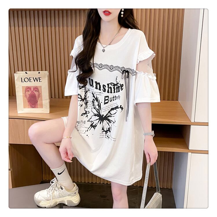 話題沸騰中 切り替え スウィートプリント 全2色 半袖Tシャツ ＜S-8652＞