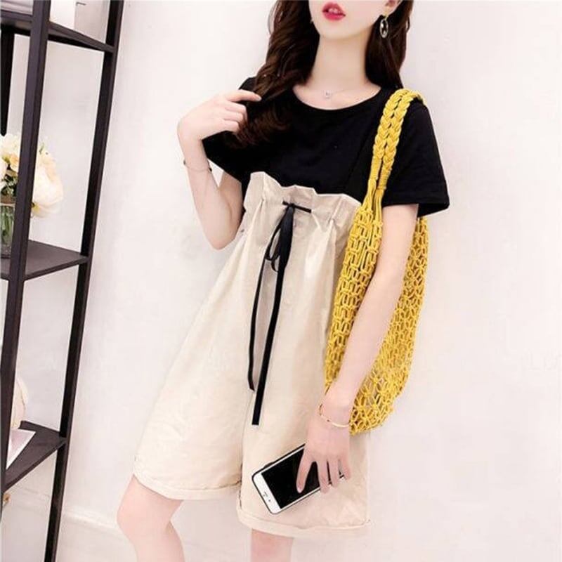 ファッション Tシャツ＋サロペット 美人度アップ セットアップ＜S-3206＞