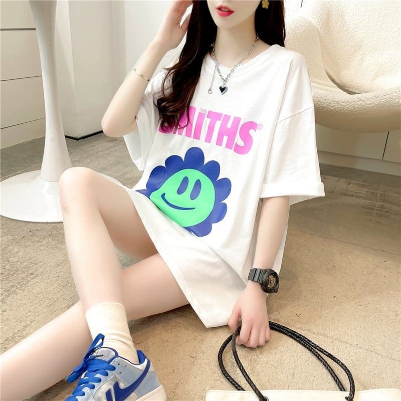 美人度アップ 切り替え ファッション プリント Tシャツ カットソー＜S-3412＞