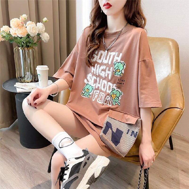 スタイリッシュ 3色選択可 一目惚れ カートゥーンプリント Tシャツ カットソー＜S-3091＞