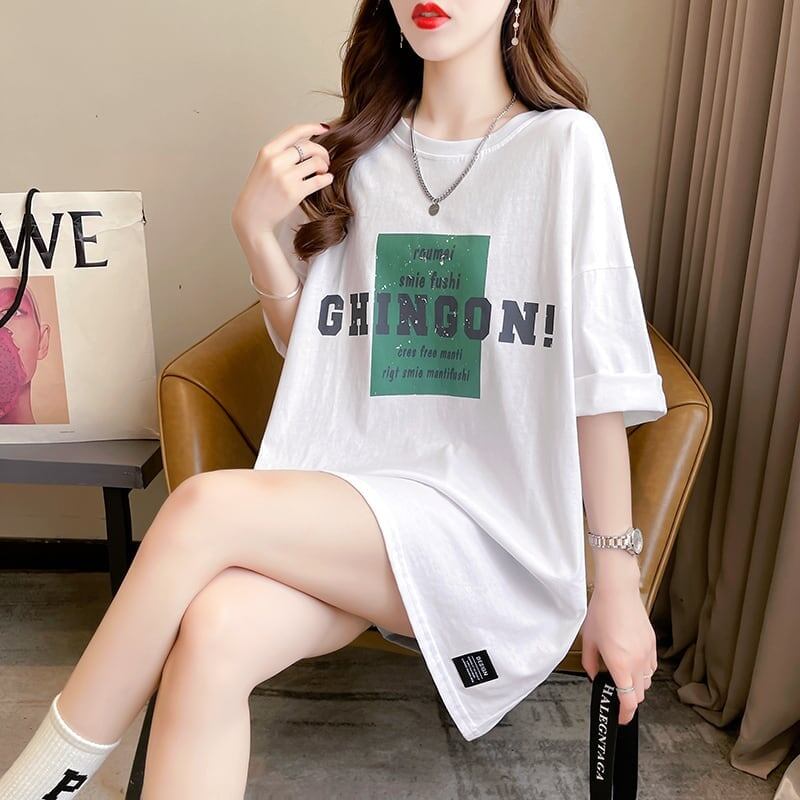 美人度アップ プリント ファッション Tシャツ カットソー＜S-3371＞