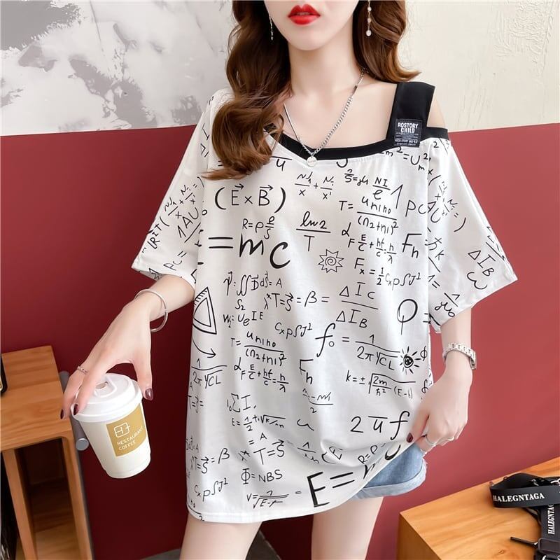 着心地抜群 切り替え 女性力を高める プリント Tシャツ カットソー＜S-3572＞