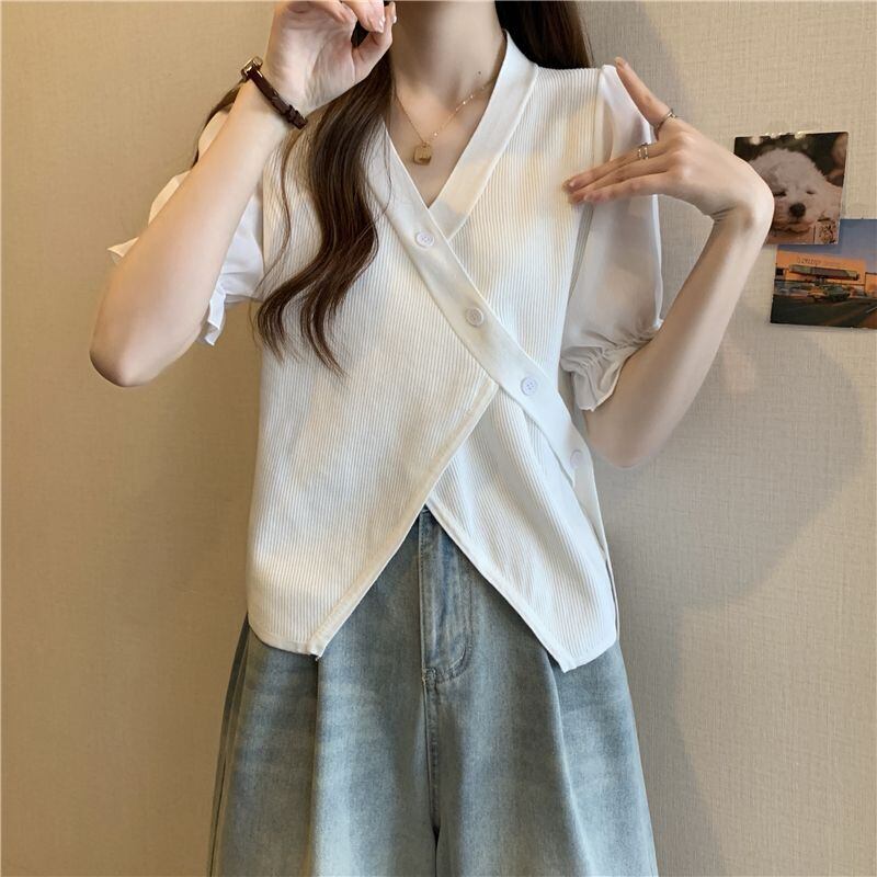 絶対流行 ストライプ柄 カジュアル Vネック 全3色 半袖 Tシャツ＜S-8733＞