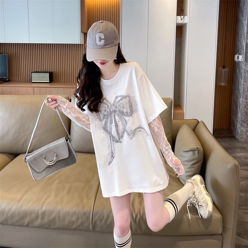 話題沸騰中 レイヤード風 美人度アップ ルーズ Tシャツ ＜S-8707＞