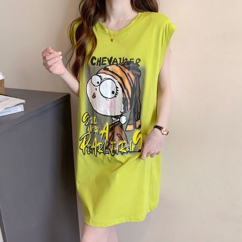 真夏も快適 着心地良い ファッション感満々 プリント全4色 ノースリーブ Tシャツ カットソー＜S-9161＞