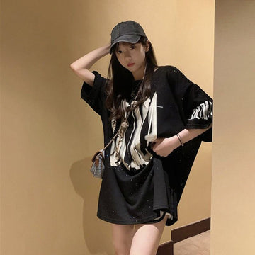 売り切れ必至 アバンギャルド 気質アップ おしゃれ度高め ルーズ 半袖 Tシャツ <S-9289>
