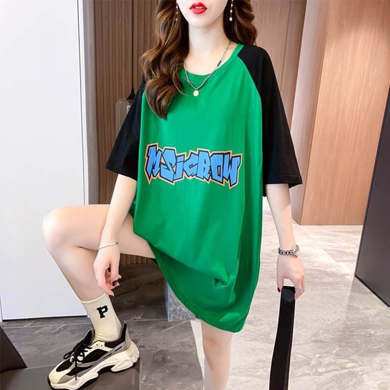 好感度満載 切り替え 美感いっぱい プリント Tシャツ カットソー＜S-3621＞