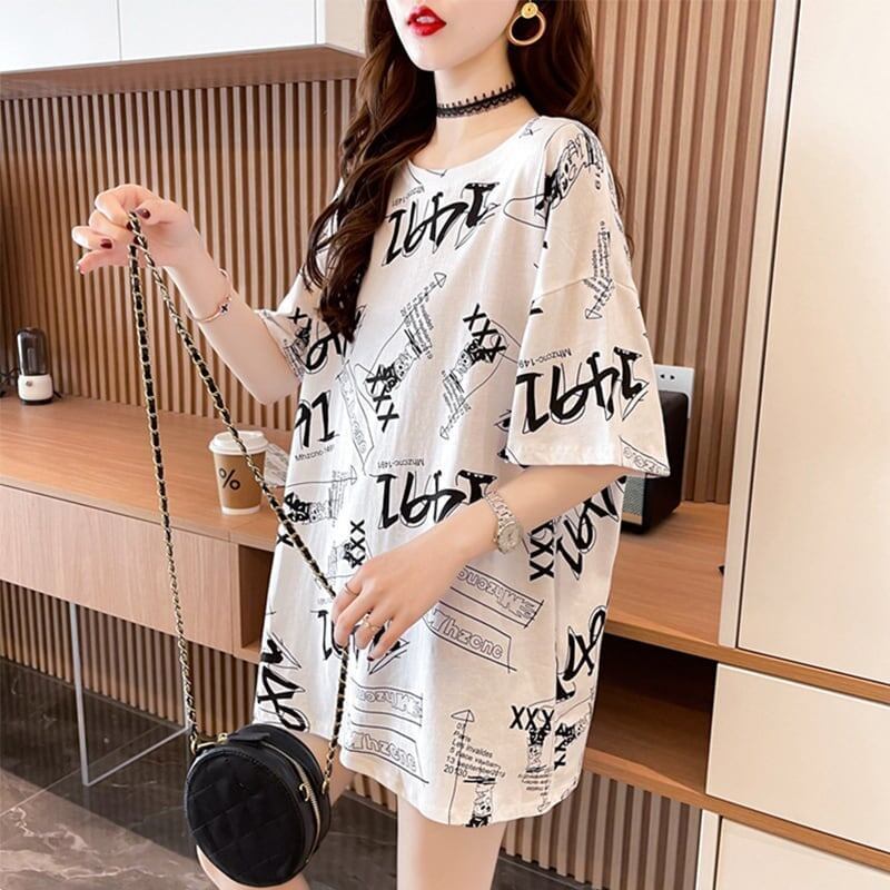 オシャレ度満点 プリント カジュアル Tシャツ カットソー＜S-3301＞