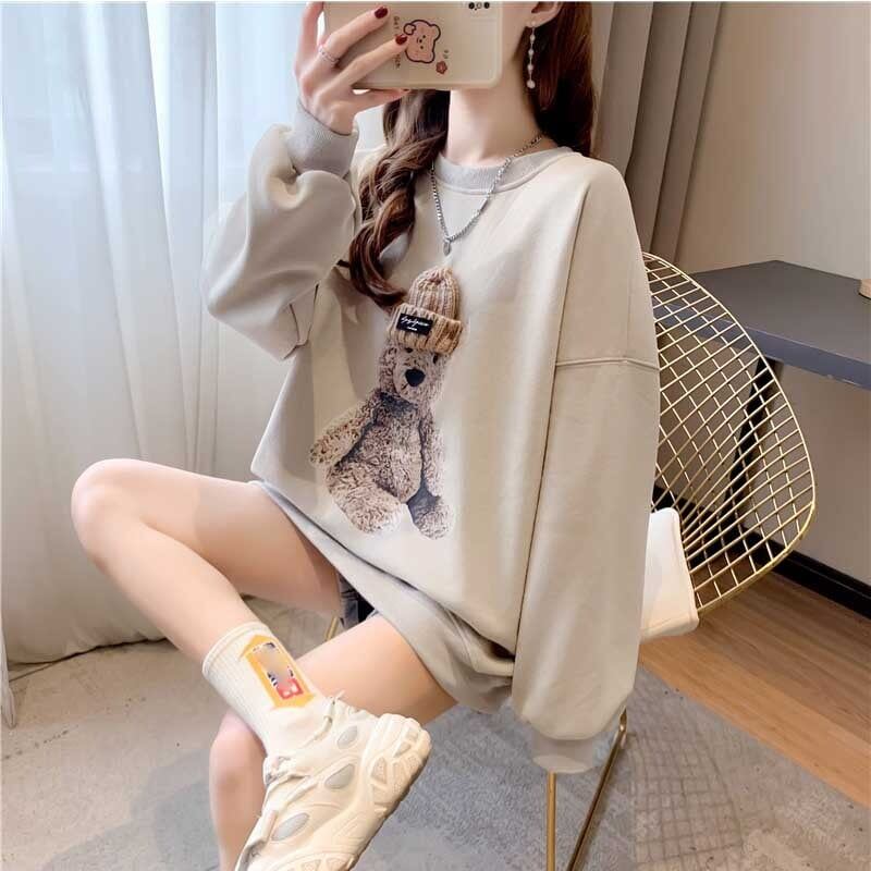 ファッション ラウンドネック 美人度アップ プリント スウェット パーカー＜S-2798＞