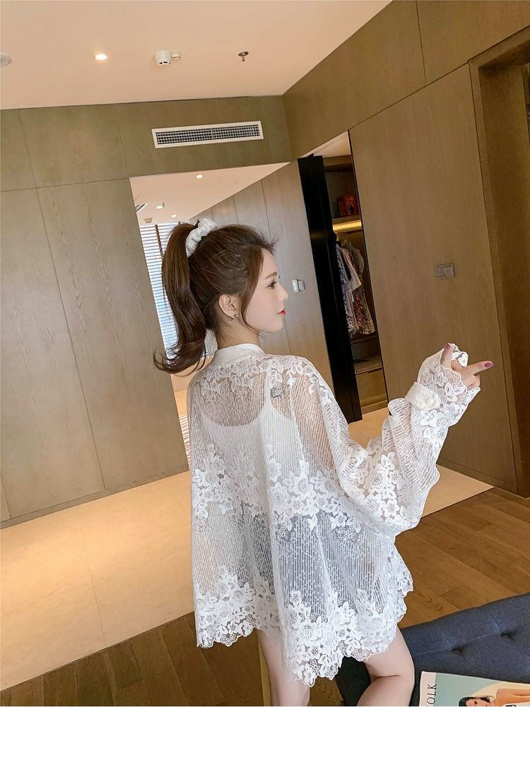 売り切れ必至 UVカット夏 スウィート 長袖 薄手 透け感 日焼け止め ゆったり シャツ＜S-4990＞