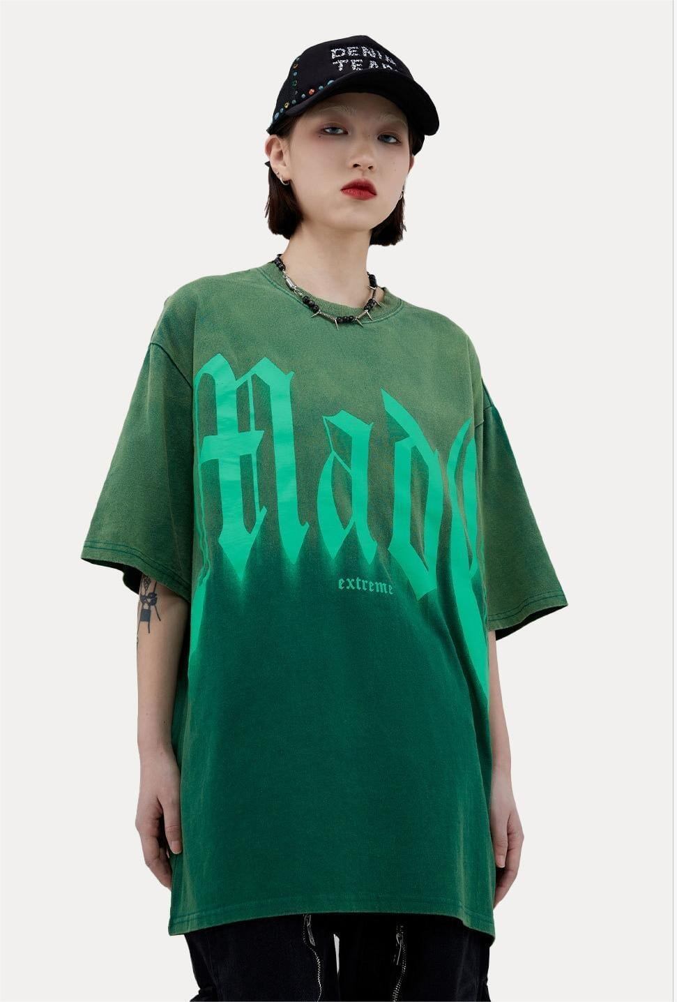 トレンドのアメリカンストリートビッグレタープリント半袖Tシャツ<S-2904>