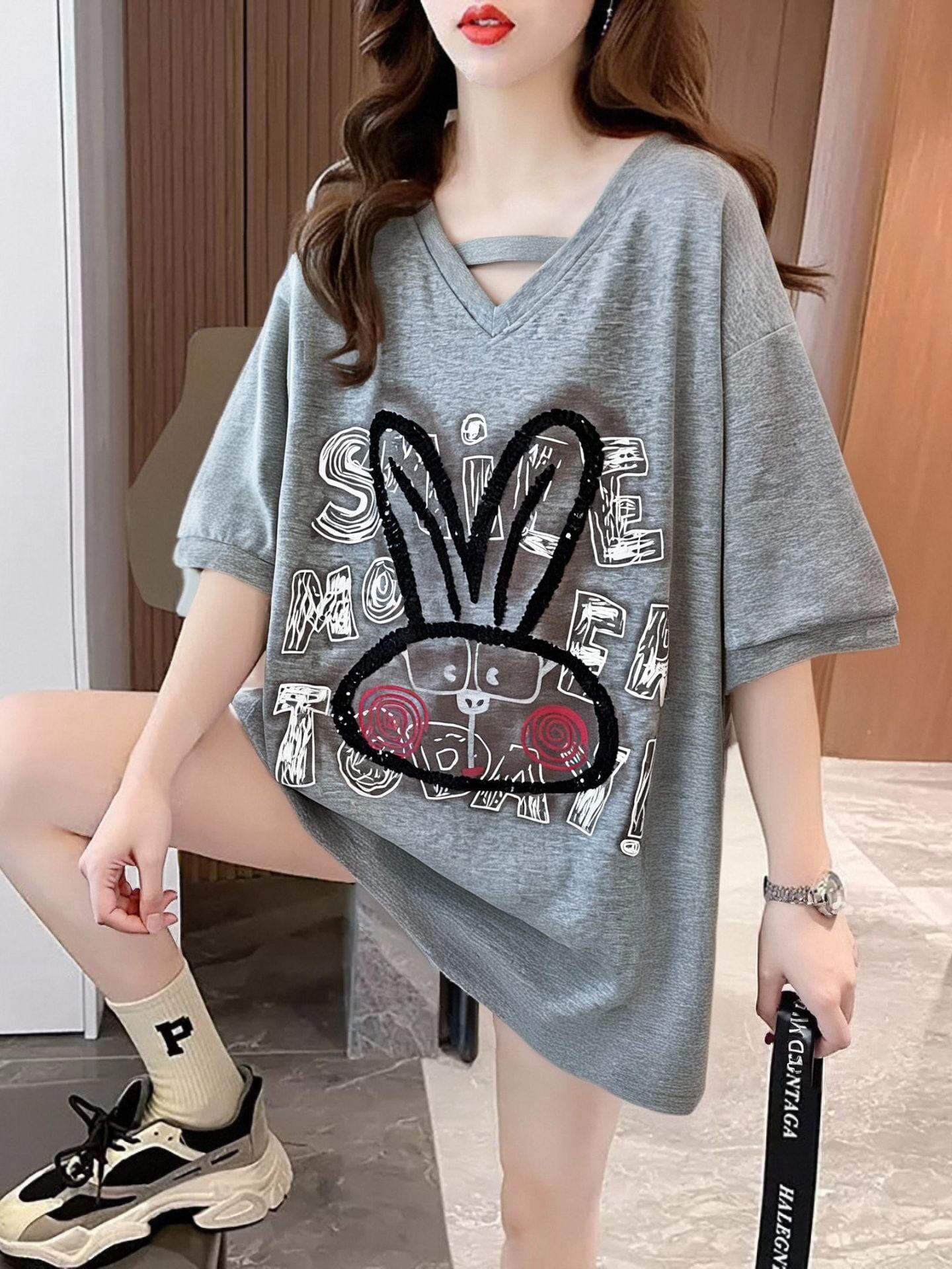 キュート 好感度UP 海外トレンド カジュアル 全4色 半袖 Tシャツ ＜S-11097＞