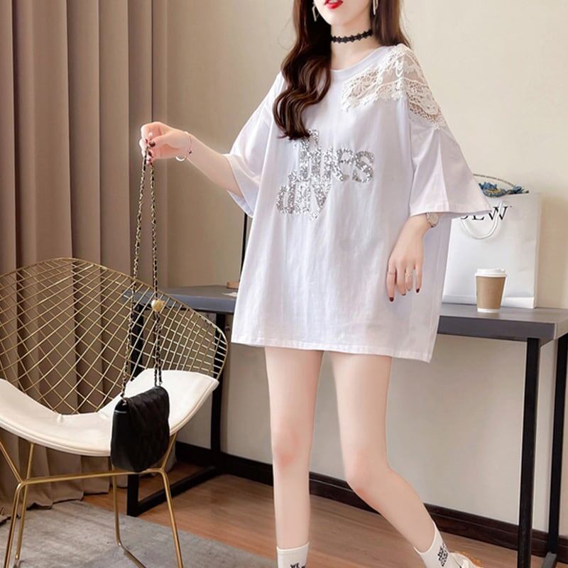 清純甘くて女子力UP ラウンドネック 一目惚れ 3色選択可 Tシャツ カットソー＜S-2950＞