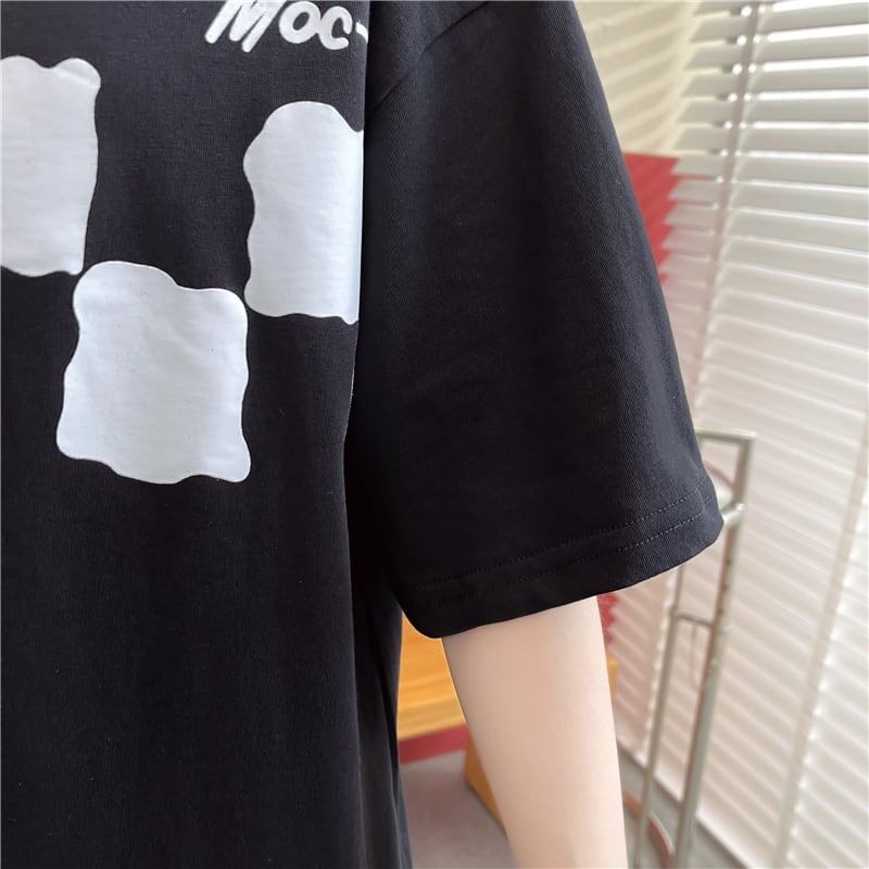 デザイン感 切り替え チャーミング プリント Tシャツ カットソー＜S-3586＞