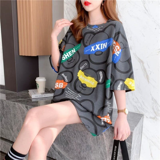 オシャレ度満点 プリント カジュアル Tシャツ カットソー＜S-3344＞