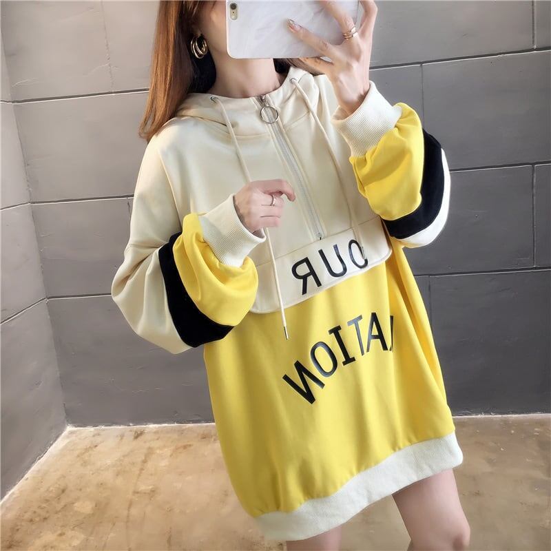 オシャレ感たっぷり 切り替え 美人度アップ ジッパー スウェット パーカー＜S-2842＞