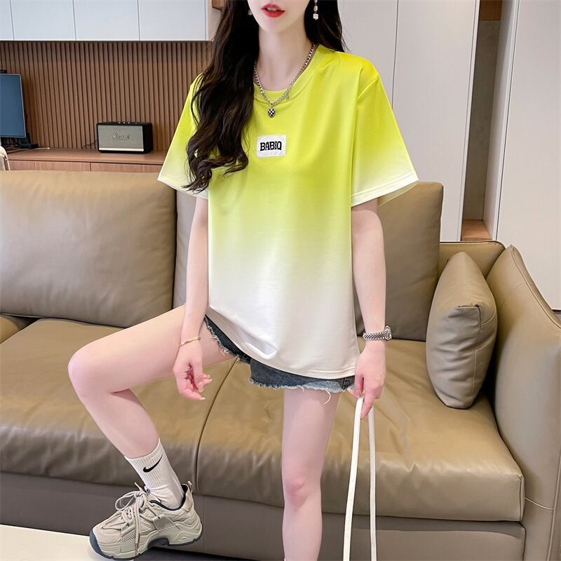 新商品 カジュアル グラデーション プリント 全3色 半袖Tシャツ<S-9214>