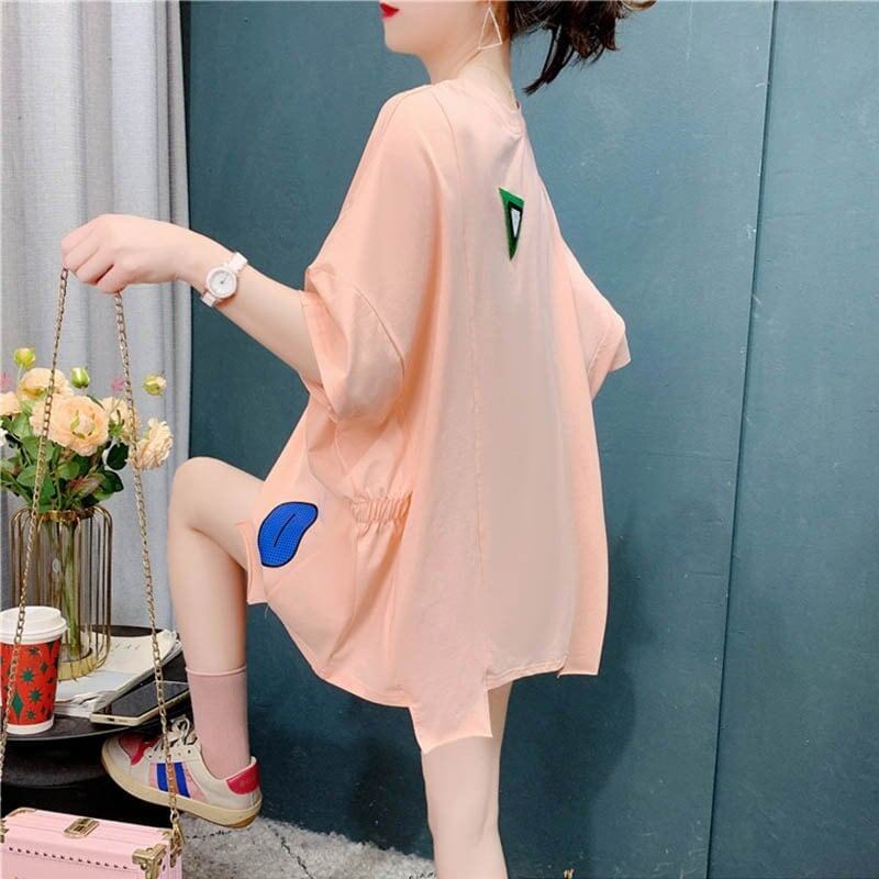好感度満載 切り替え 美感いっぱい プリント Tシャツ カットソー＜S-3627＞