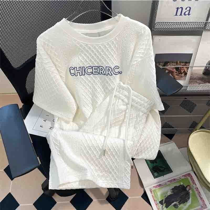 レトロ 切り替え 好感度満載 Tシャツ＋ショートパンツ セットアップ＜S-3379＞