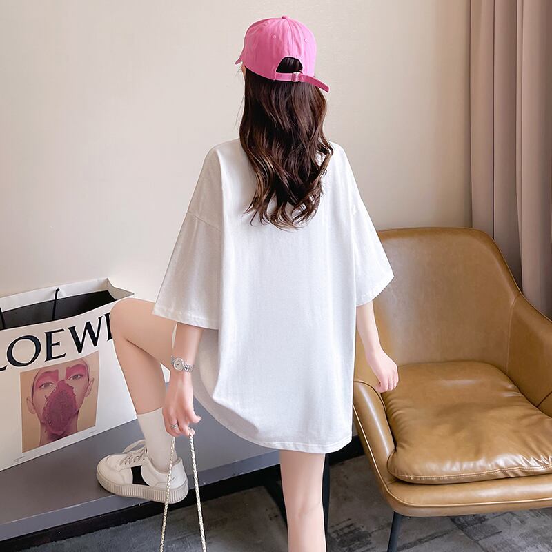 柔らかくて優しい印象 ゆったり ファッション感満々 ロング丈 3色半袖Tシャツ＜S-9206＞