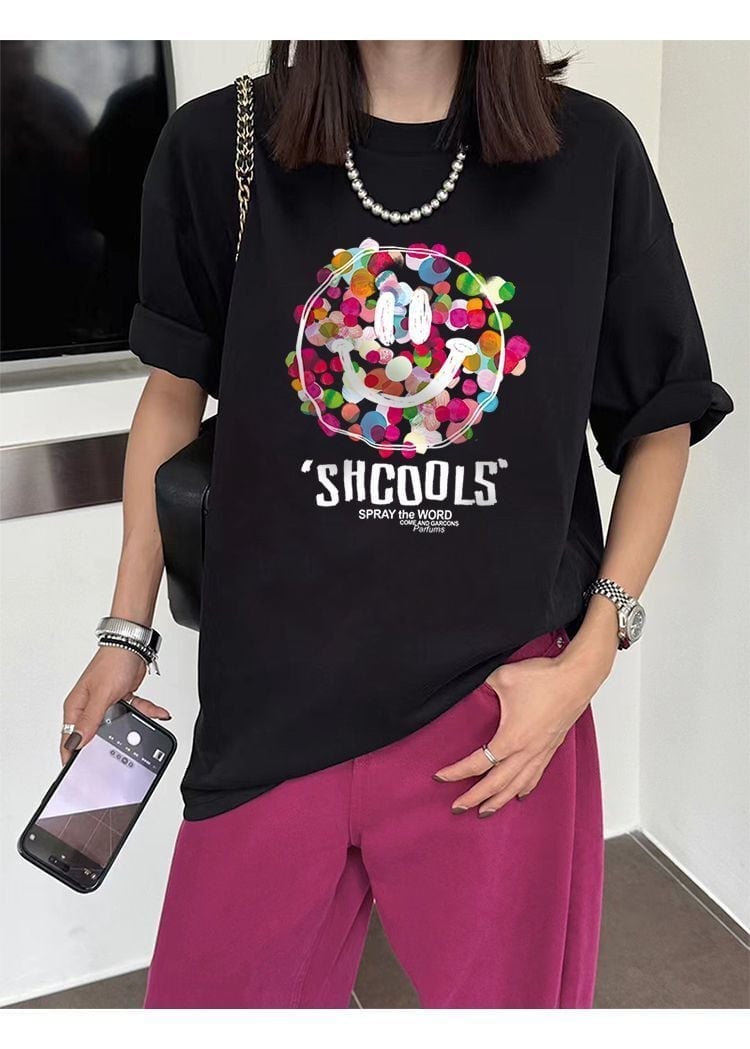 話題沸騰中 スマイリー カジュアル 半袖 Tシャツ <S-8651>
