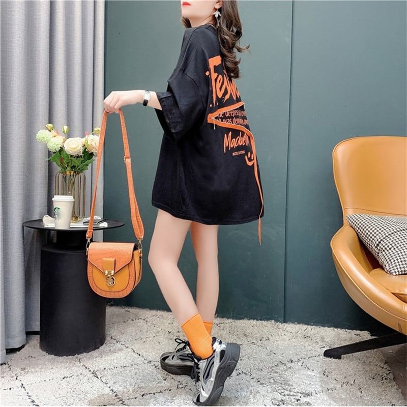 デザイン感 切り替え チャーミング プリント Tシャツ カットソー＜S-3578＞