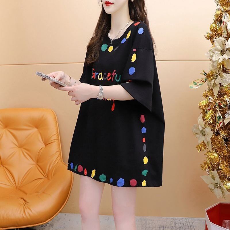 売り切れ必至 プリント ファッション 切り替え 全2色 半袖Tシャツ＜S-8623＞
