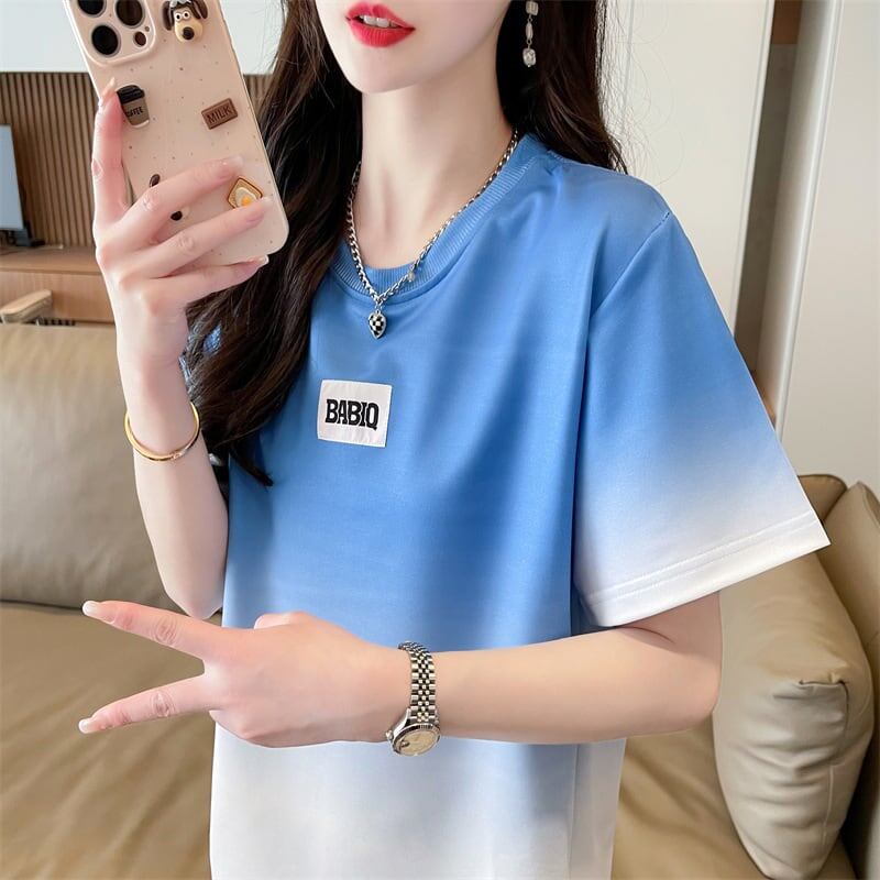新商品 カジュアル グラデーション プリント 全3色 半袖Tシャツ<S-9214>