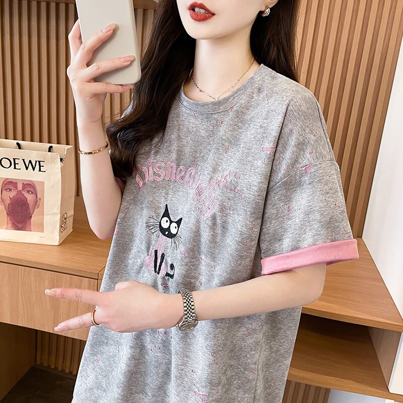 スウィート 早い者勝ち 絶対流行 カジュアル 2色選択 Tシャツ<S-11572>